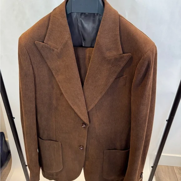 Brown Corduroy Custom Made Men's Suit w/ Pants - Picture 2 of 10